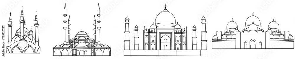 Black line art of mosque. Muslim symbol for Ramadan mosque line art. Muslim graphic design mosque for ramadan, eid al fitr, eid mubarak. Black line art of mosque. Muslim symbol for Ramadan mosque line art. Muslim graphic design mosque for ramadan, eid al fitr, eid mubarak.
