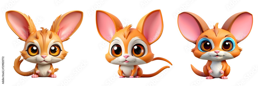 Obraz premium Cute funny Squirrels with big eyes lovely little animals isolated in transparent background