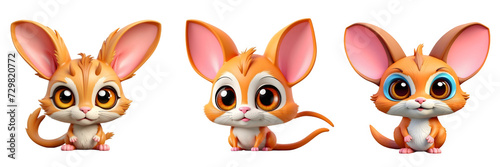 Cute funny Squirrels with big eyes lovely little animals isolated  in transparent background