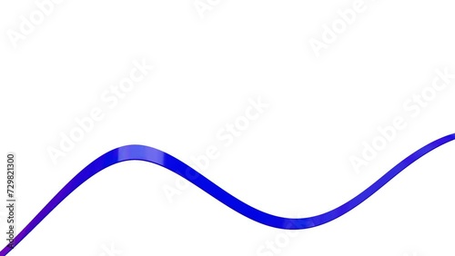 blue glossy stripe moves on a white background. animated looping background. 3D render