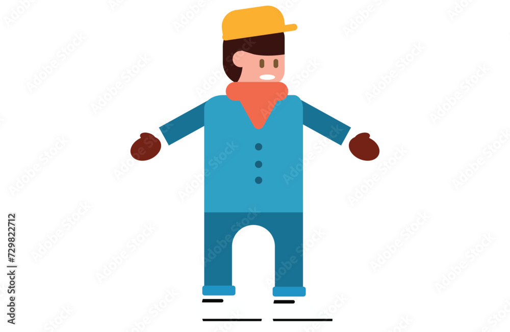 winter boy icons,Winter holiday,Happy characters,Child are engaged in winter activities on the street on a white background., playing snow,Vector illustration,playwith snow