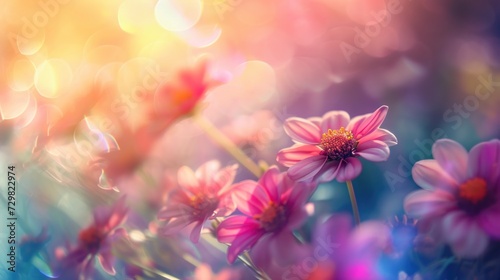  a close up of a bunch of flowers with blurry lights in the background and a blurry boke of light coming from the top of the flowers to the bottom of the picture.