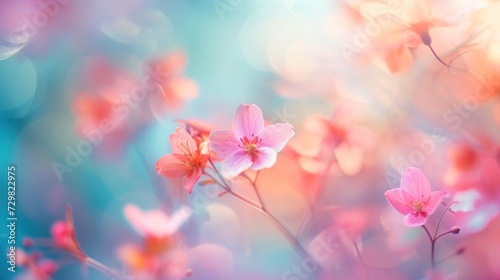  a blurry photo of pink flowers on a blue  pink  and pink background with a blurry image of pink flowers on a blue  pink  pink and blue background.