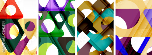 Abstract background set featuring captivating triangles. Harmonious blend of geometry and style, these designs bring modern flair