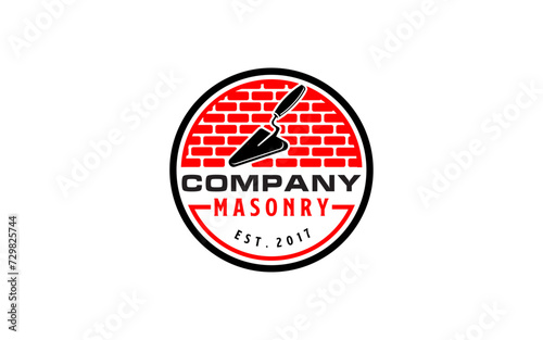 Vintage construction and brick wall labels. Posters, stamps, banners and design elements. Vector template	