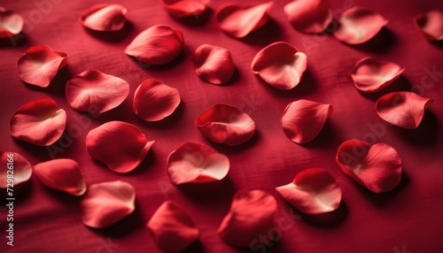 Red petals on scarlet silk drap