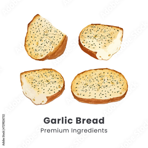 Hand drawn vector illustration of cheese garlic bread