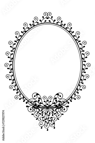 Vector - Black vintage border or frame on oval shape. Luxury