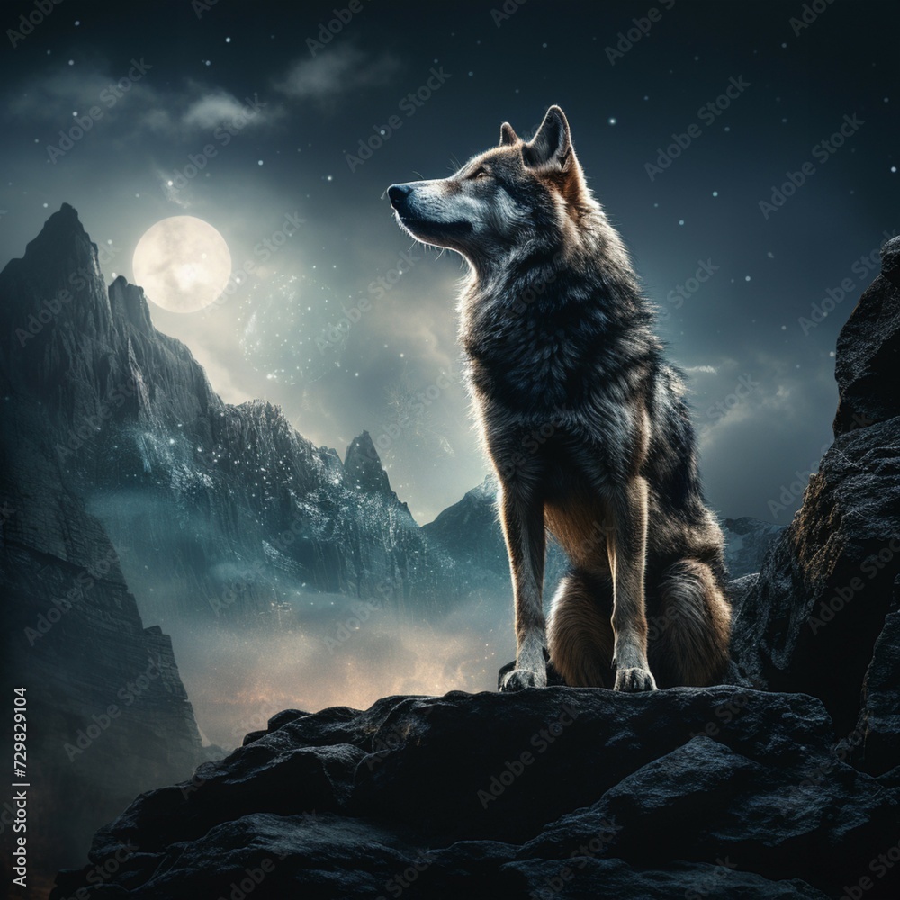 Wolf and Moon Wolf and Moon