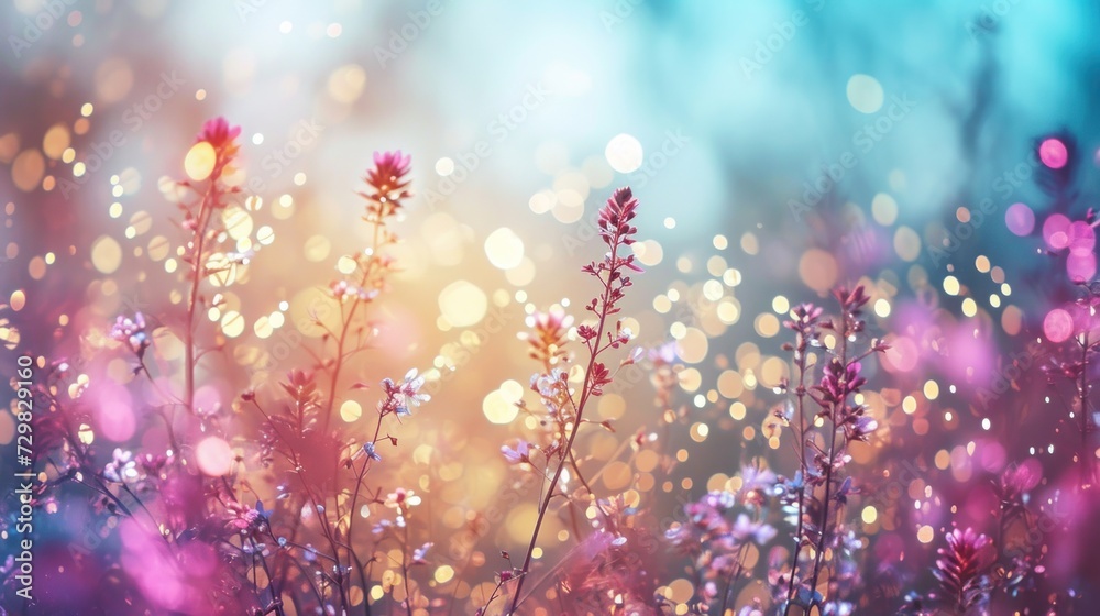a close up of a bunch of flowers in a field with boke of light coming from the top of the flowers and the bottom half of the flowers in the foreground. a close up of a bunch of flowers in a field with boke of light coming from the top of the flowers and the bottom half of the flowers in the foreground.