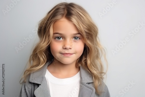 Portrait of a cute little girl with long blond hair. Beauty, fashion. © Inigo