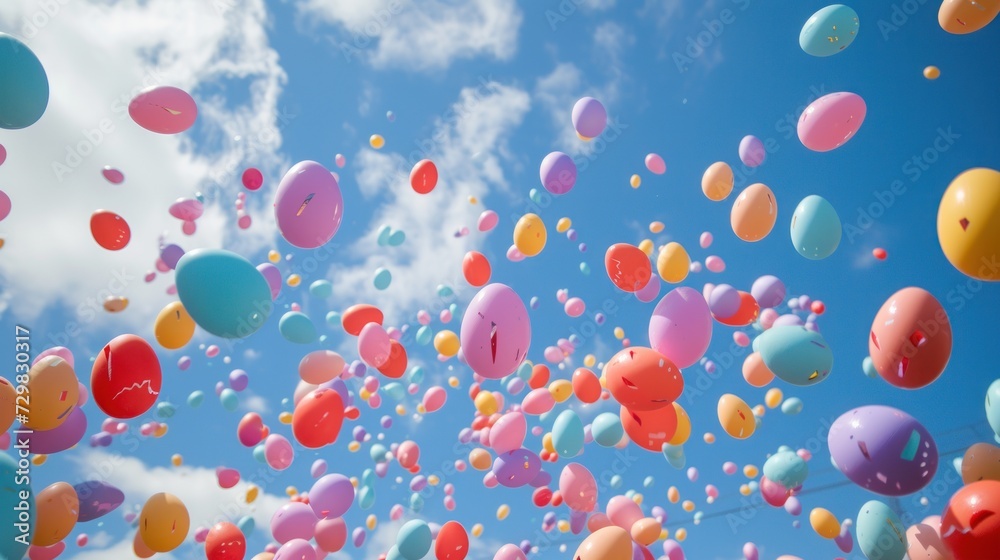 a bunch of balloons floating in the air with a blue sky in the back ground and white clouds in the back ground and in the middle of the sky is a bunch of balloons floating in the air. a bunch of balloons floating in the air with a blue sky in the back ground and white clouds in the back ground and in the middle of the sky is a bunch of balloons floating in the air.