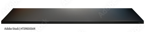 Black Metal steel countertop,Empty shelf for Kitchen decoration.Vector stainless mockup, Iron table top on white background with spot light reflection. Bar desk surface element for product display