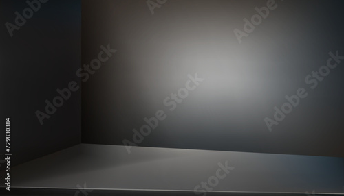 Background Studio Room with Spot Light on Silver steel countertop,Empty Metal shelf texture with light reflect,Vector Display mockup of table top,Kitchen counter on grey background bar desk surface