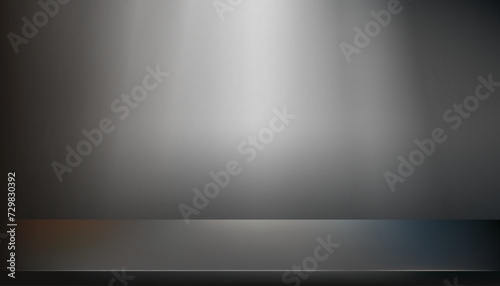 Background Studio Room with Spot Light on Silver steel countertop,Empty Metal shelf texture with light reflect,Vector Display mockup of table top,Kitchen counter on grey background  bar desk surface