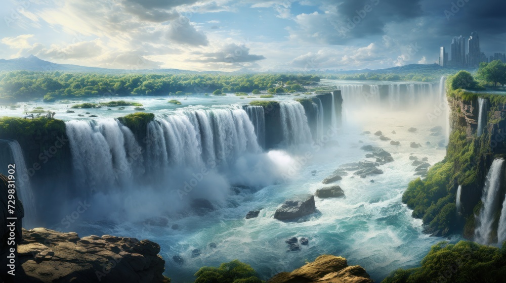 Majestic Niagara Falls in Lush Green Setting