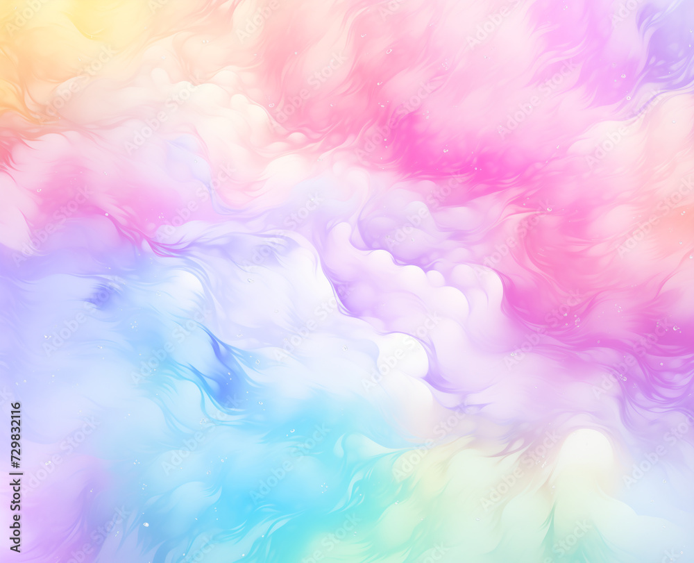 Abstract soft rainbow background with fluid patterns.