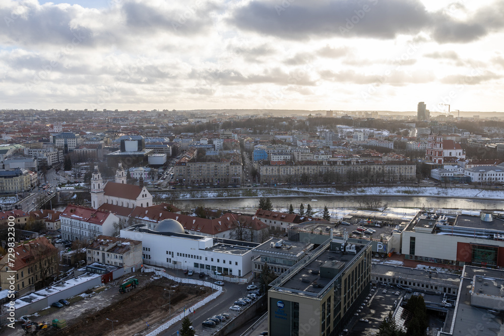 Panorama of the capitals of Lithuania, Vilnius, winter