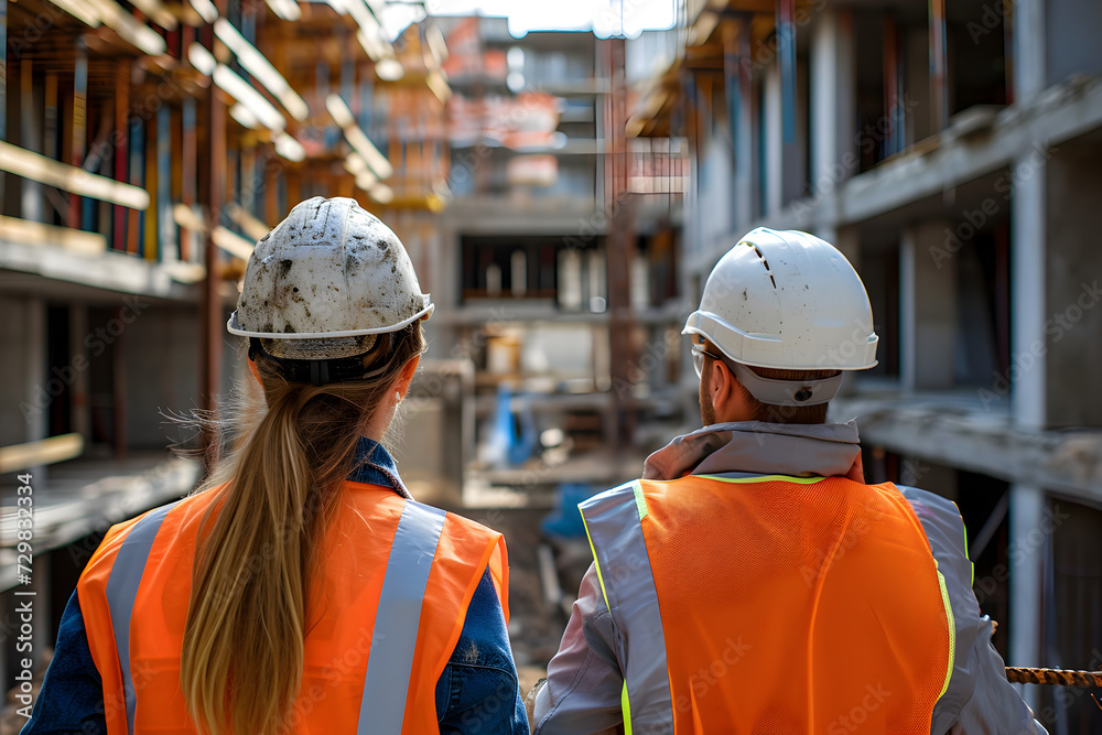 Construction Workers in a Construction Site Construction Workers in a Construction Site