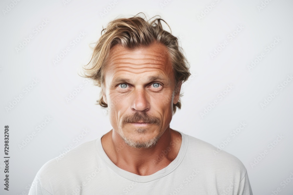 Portrait of a handsome middle aged man looking at camera while standing against grey background Portrait of a handsome middle aged man looking at camera while standing against grey background