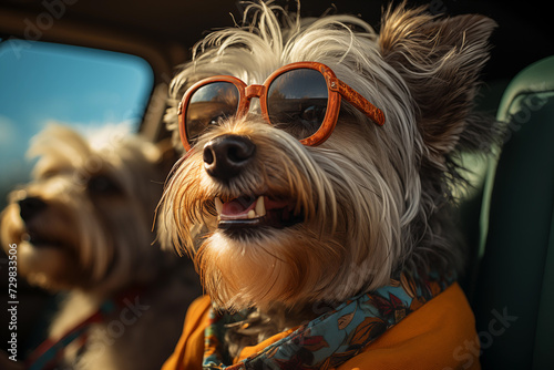 Yorkshire terrier puppy with sunglasses © Bhanuka