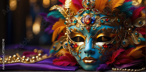 venetian mask on bokeh background Venice carnival festival © Dwi