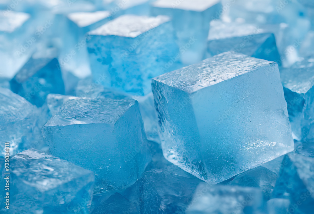 Blue ice cube geometric background
