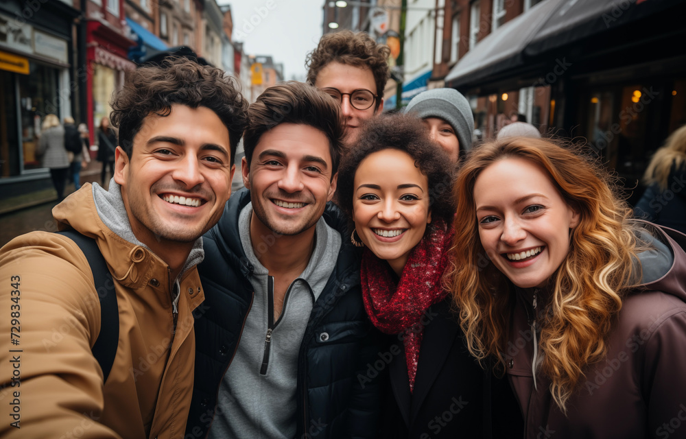 Obraz premium Several friends selfie together