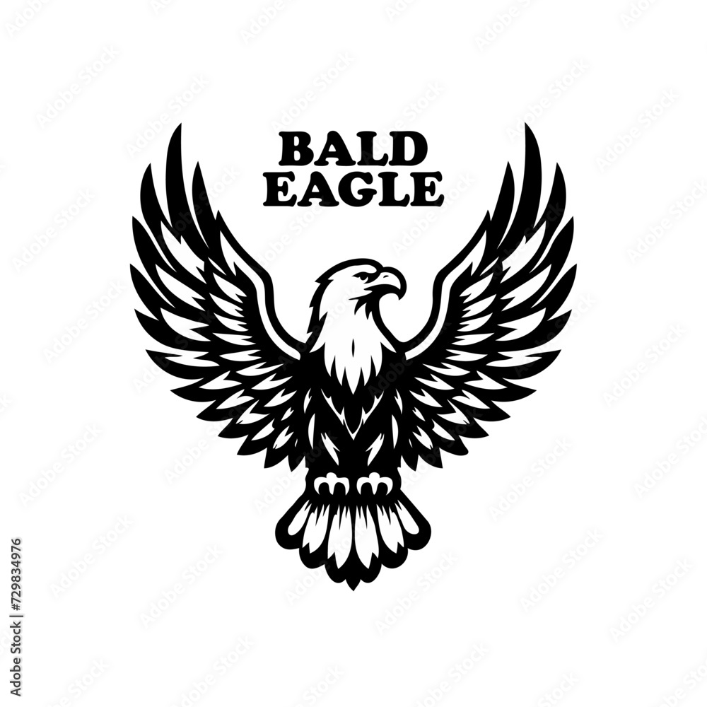 Obraz premium Bald eagle silhouette icon logo vector illustration.