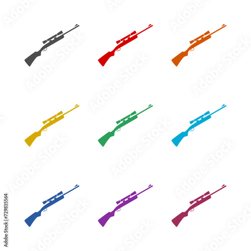 Hunting rifle icon isolated on white background. Set icons colorful