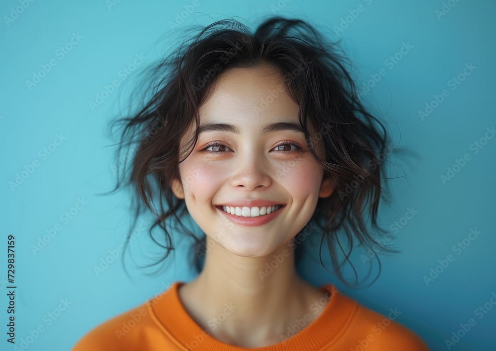 Young beauty Asian girl model with colorful sweatshirt in professional colorful photo studio background Young beauty Asian girl model with colorful sweatshirt in professional colorful photo studio background