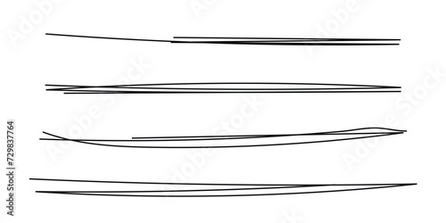 Hand drawn line set. Sketch scribble pencil stroke style. Horizontal wave and zigzag doodle line with white background.
