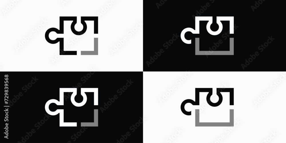 Collection of vector logo design variations in geometric rectangular line puzzle shapes. Collection of vector logo design variations in geometric rectangular line puzzle shapes.
