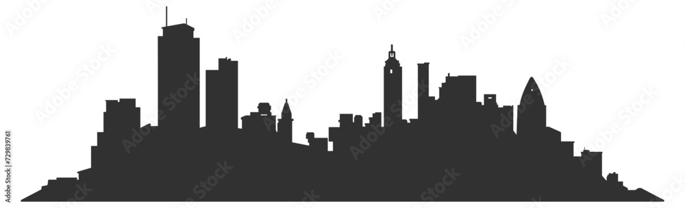 black and white city silhouette without background