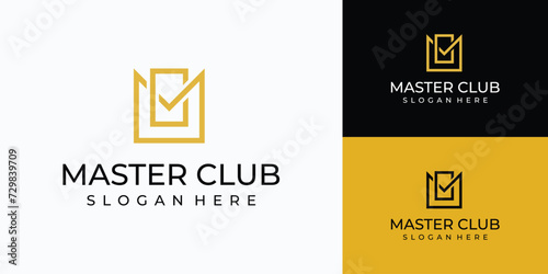 Luxury letter M C initial line vector logo design.