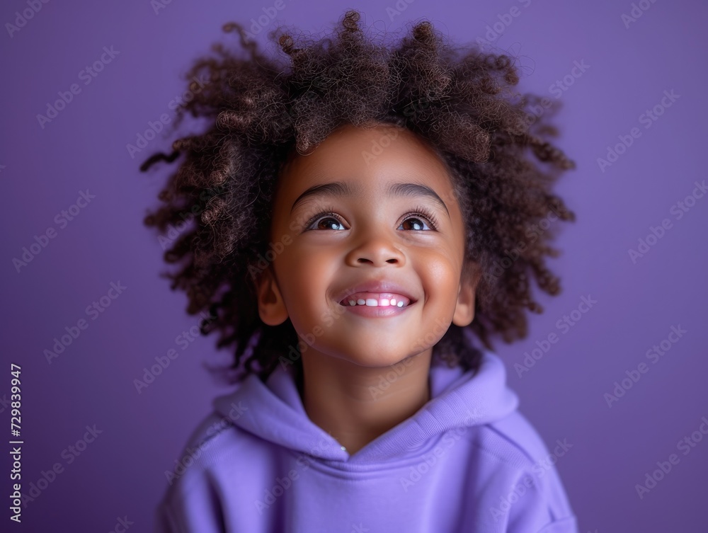 little African American girl with colorful sweatshirt in professional colorful photo studio background little African American girl with colorful sweatshirt in professional colorful photo studio background