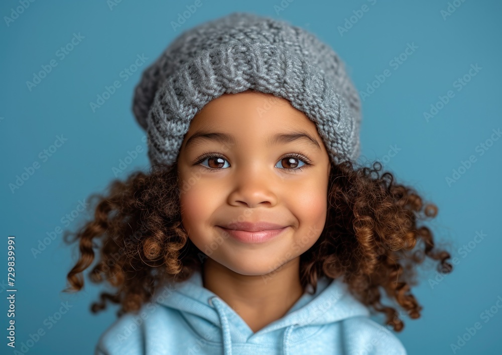 little African American girl with colorful sweatshirt in professional colorful photo studio background little African American girl with colorful sweatshirt in professional colorful photo studio background