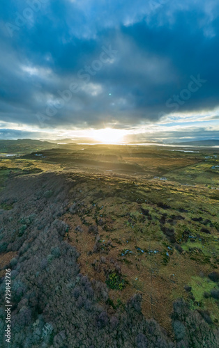 Aerial view of Castlegoland hill by Portnoo - County Donegal  Ireland.