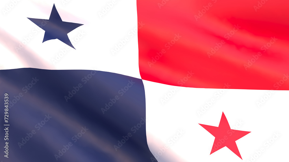 3D render - the national flag of Panama fluttering in the wind 3D render - the national flag of Panama fluttering in the wind