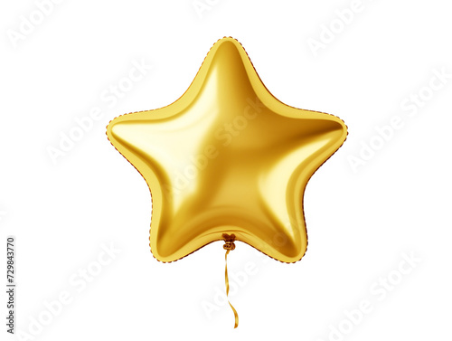 Gold star balloon. Isolated on transparent background.