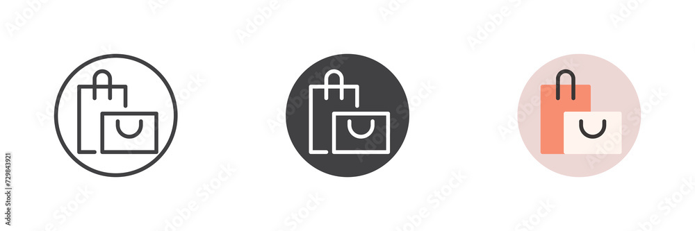Shopping bags different style icon set Shopping bags different style icon set