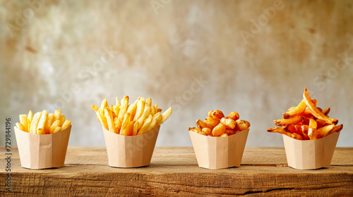 Row of French Fries in White Container