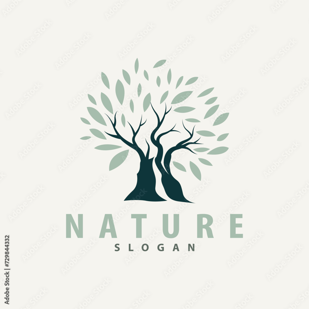 Obraz premium Play tree template illustration tree logo silhouette design plant vector inspiration