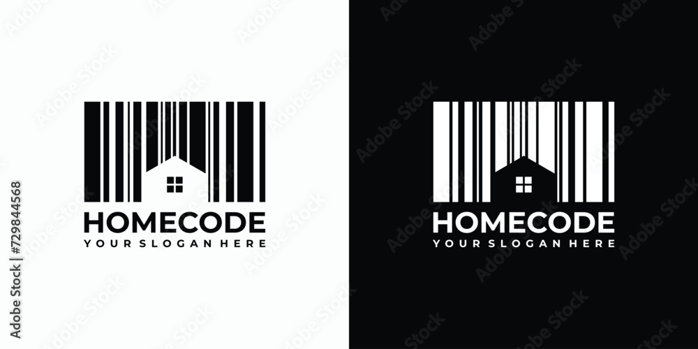 House bar code illustration vector logo design. House bar code illustration vector logo design.