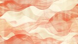  a red and white abstract painting with wavy lines on it's back and a white background with red and white waves on it's sides and a light orange background.