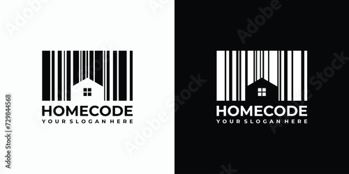 House bar code illustration vector logo design.