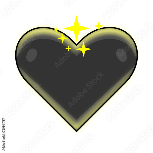 vector design of a black heart radiating yellow light