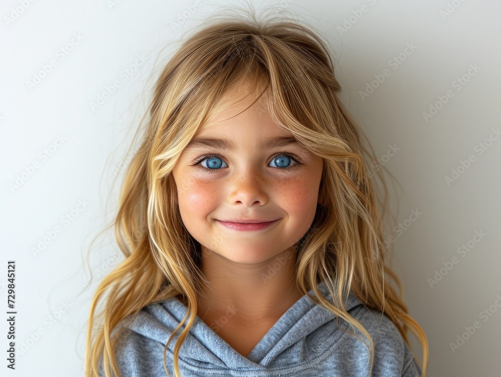 little caucasian girl with colorful sweatshirt in professional colorful photo studio background little caucasian girl with colorful sweatshirt in professional colorful photo studio background