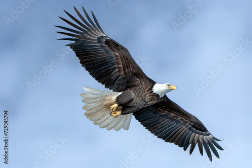Freedom in Flight. The Majestic Bald Eagle Soaring with Outstretched Wings.