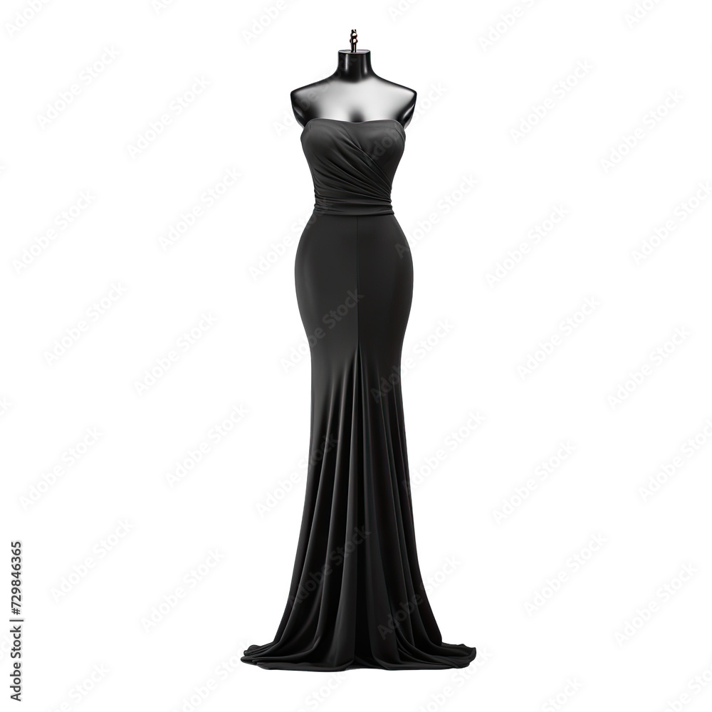 A Stylish Dress Displayed on a Mannequin Ready to Captivate With Its Elegance.. Isolated on a Transparent Background. Cutout PNG.